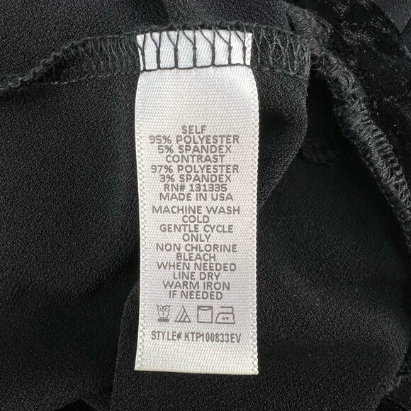 Allison Joy Top Women's M Black Baby Doll Velvet Trimmed Keyhole Collar Barbie - Picture 12 of 12